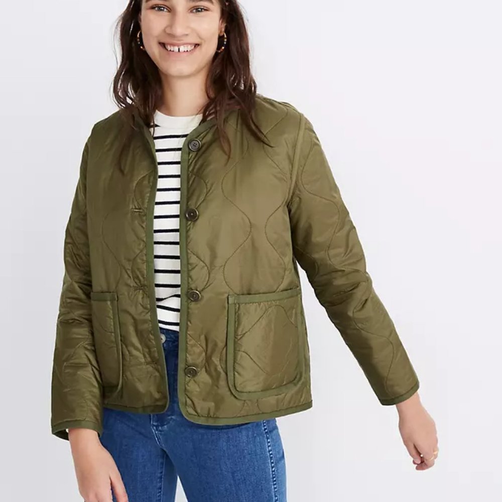 Madewell Green Quilted Liner Jacket